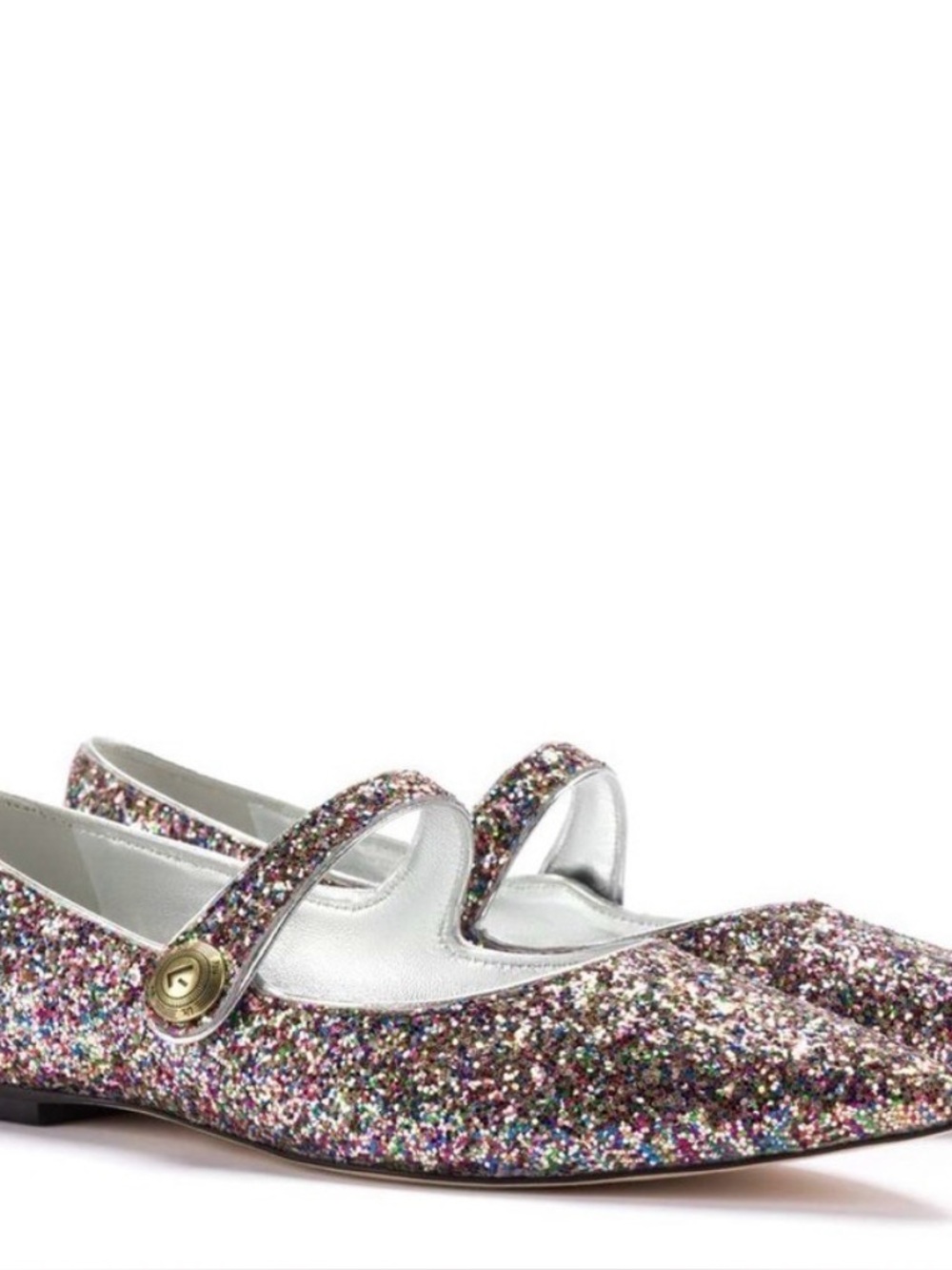 Larroude Carroline Flat Glitter Mary Jane Party Pointed Toe DEFECT Sz 7.5